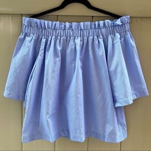 H&M - Pinstripe Off-Shoulder Ruffle Blouse